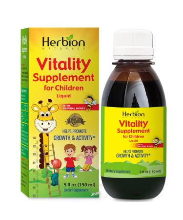 Herbion Naturals Vitality Supplement Syrup for Children  Promotes Growth and Appetite  Relieves Fatigue  Improves Mental and Physical Performance  Boosts Energy  5 FL Oz - For Kids of 1 Year and Above