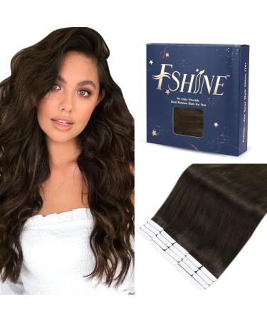 Fshine tape extensions real hair 30cm 30 gram hair dark brown real hair 20 pieces extensions invisible hair extension real hair tapes human hair straight extensions real haa #2 1. tape #2 30cm