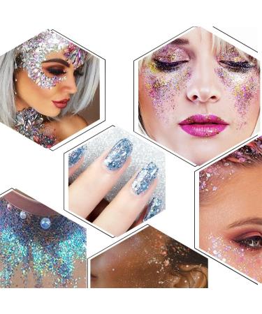 Glitter Gel Makeup Iridescent Glitter Set 12 Colours Glitter Powder Kit Glitter Cosmetic for Face Nails Eyes Lips Hair Body Music Festivals Halloween Parties Christmas - Buy Online on GoSupps.com