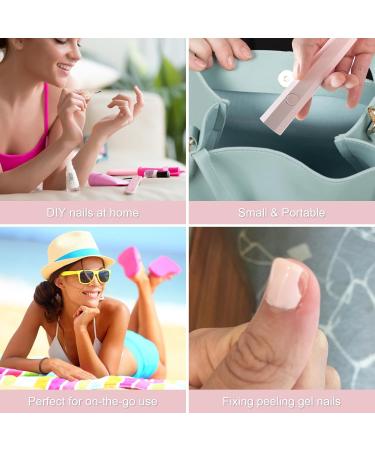 Mini UV Lamp for Gel Nails Small Nail Lamp Nail Dryer for Gel Nail Polish Portable 3W UV LED Lamp 20s/60s Timing Modes Nail Art Tool for Home DIY Gift for Women (Polygonal Pink) - Buy Online on GoSupps.com