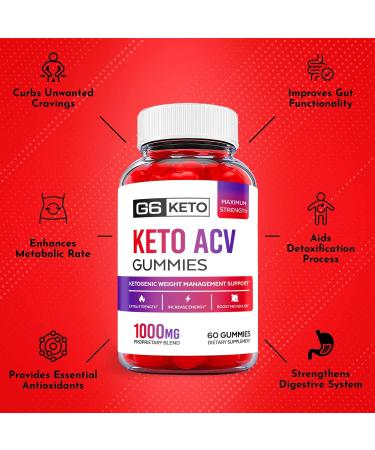 2 Pack G6 Keto ACV Gummies - Vegan Formula for Fast Weight Loss - 120 Gummies with Apple Cider Vinegar & Vitamin B12 - Buy Online on GoSupps.com