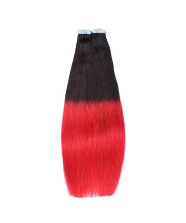 Novon Hair Extensions | Tape In On Hair Extensions #1B/Red Ombre - 40cm - 50 Tresses - 100% Remy Real Hair - Buy Online on GoSupps.com