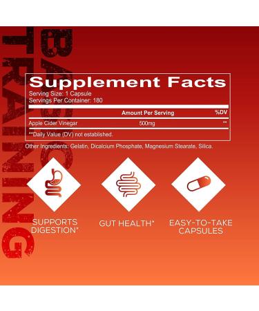 REDCON1 Apple Cider Vinegar Capsules - Gut Health & Metabolism Support - Daily Antioxidant for Healthy Gut - Men & Women - 180 Capsules - Buy Online on GoSupps.com