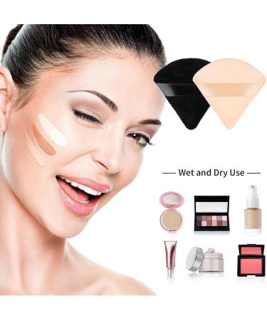 6-Piece Triangle Powder Puff Face Makeup Sponge Set with Strap - Soft Velour Puffs for Mineral Powder & Foundation - Black & Light Skin Tones - Buy Online on GoSupps.com
