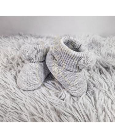Royal Icon Newborn Baby Booties 0-3 Months | Pom Pom Booties for Baby Boys and Girls | Adorable & Stylish RI408 Grey - Buy Online on GoSupps.com