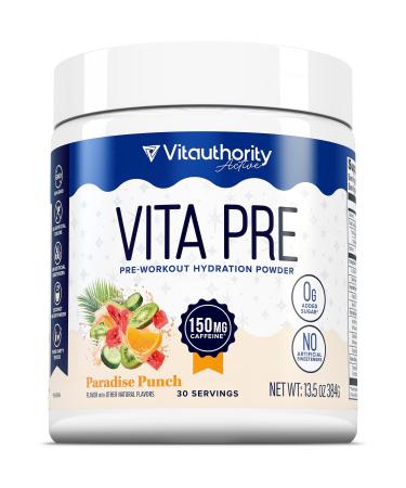 Pre-Workout Hydration Powder for Women Clean Energy & Endurance L-Citrulline Beta-Alanine Organic Coffeeberry with Zero Sugar Coconut Water & Sea Salt Paradise Punch Flavored