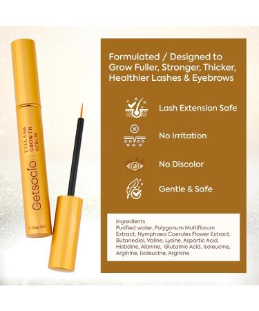 Getsocio Eyelash Growth Serum | Enhance Longer Fuller Thicker Lashes - Advanced Formula for Stunning Results - Buy Online on GoSupps.com
