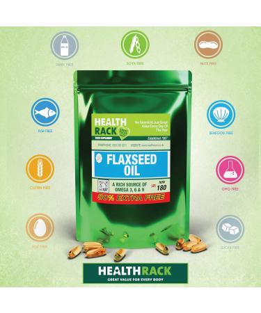 Flaxseed Oil 1000mg Capsules - High Strength Omega 3 6 9 Supplement - 180 Count - Buy Online on GoSupps.com