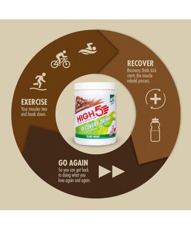 HIGH5 Recovery Drink | Plant Based Pea Protein | Promotes Recovery | (Chocolate 450g) Chocolate Plant Based 450 g (Pack of 1) - Buy Online on GoSupps.com