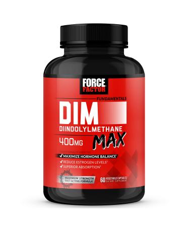 FORCE FACTOR DIM Max DIM Supplement for Men to Support Hormone Balance and Estrogen Balance Maximum Strength Diindolylmethane Superior Absorption 400mg 60 Capsules