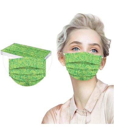 50PC Adults Leaves Pattern 3 Ply Disposable_Face_Mask Breathable Elastic Earloops for Men Women Daliy Use - Buy Online on GoSupps.com