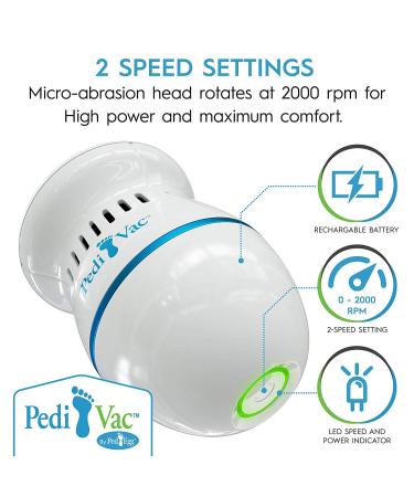 Rechargeable Electric Foot File PediVac - Callus Remover with Built-In Vacuum | Mess-Free Exfoliation for Feet | 2000 RPMs for Dead Skin Removal - Buy Online on GoSupps.com