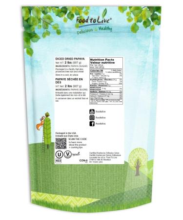Buy Food to Live Dried Diced Papaya - 2 lbs | Kosher Vegan Unsulfured | Bulk Sweetened Fruit - Buy Online on GoSupps.com