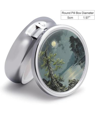 Portable 3 Compartment Pill Box - Travel Pill Organizer with Green Leaves Printing for Purse & Pocket - Buy Online on GoSupps.com