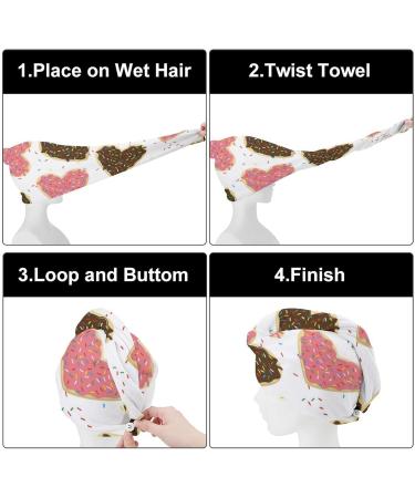 Heart Shape Donut Microfiber Hair Towel Wrap for Women - Super Absorbent 10x26 Inch Hair Turban with Button - Perfect for Fast Drying & Styling - Buy Online on GoSupps.com