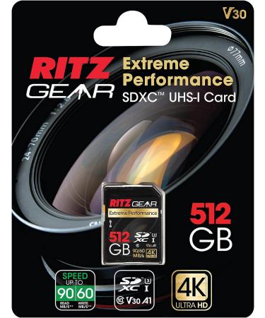 RITZ GEAR Extreme Performance 512GB SDXC Memory Card - 90/60 MB/S U3 Class-10 V30 for Full HD, 3D, 4K Video & Raw Photography - Buy Online on GoSupps.com