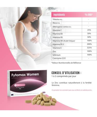 Fyto max Women - Female Fertility Support | Vitality & Design Boost | Folic Acid Zinc Vitex Maca | Reproductive Health | 30 Day Pack - 30 Tablets - Buy Online on GoSupps.com