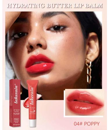 Lip Butter Balm Poppy Hydrating Tinted Butter Lip Gloss Sheer Lip Mask Lip Care Moisturizer Soothing Lip Treatment Makeup Non-Sticky Jelly Glow Reviver Fat Lip Oil Christmas Gift for Women-04 04# - Buy Online on GoSupps.com