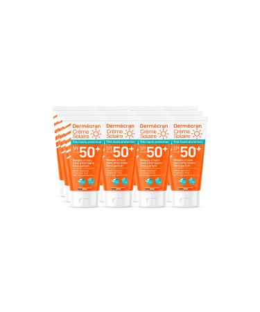 SORIFA - Pack of 12 - Dermécran - Sunscreen SPF50+ - Face and body - Vegan & Ocean Friendly formula - Water resistant - For the whole family from 3 years old - Made in France - 50 ml tube