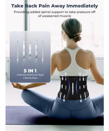 KKM Back Brace for Lower Back Pain Relief - Herniated Disc Sciatica Scoliosis Support Belt Breathable Design Removable Lumbar Pad XL Black for Men & Women - Buy Online on GoSupps.com
