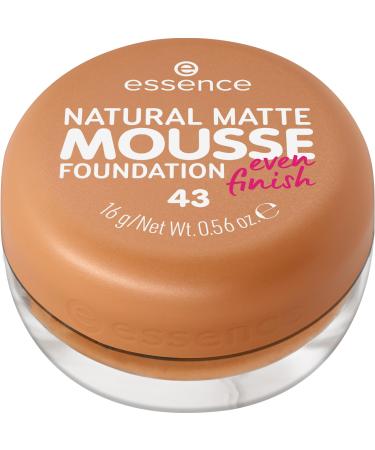 Essence Natural Matte Mousse Foundation No. 43 Nude matt covering express results matt vegan without perfume without alcohol without preservatives 1 -pack (16g) 16 g (1 Pack) 43
