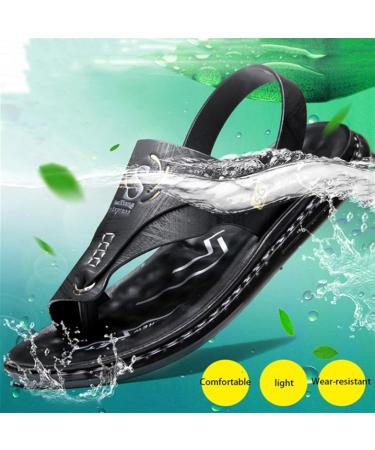 Orthopedic Beach Sandals for Men - Casual Walking Bunion Sandals with Cork Sole | Flip Flops for Plantar Fasciitis - Gift for Dad (Black & White - Buy Online on GoSupps.com