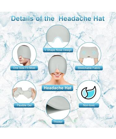 ACWOO Migraine Relief Cap - Reusable Hot Cold Therapy Head Wrap for Chronic Migraine & Headache Relief - Grey - Buy Online on GoSupps.com