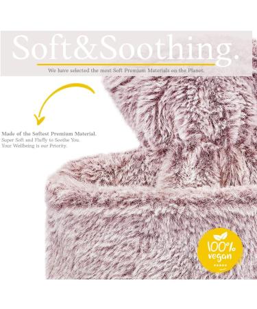 Qomfor Hot Water Bottle with Premium Faux Fur Cover - 1.8l Large - Pain Relief for Neck, Shoulders, Hands and Feet - Kangaroo Pocket - Cosy Nights - Plum - Buy Online on GoSupps.com