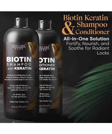 Biotin Shampoo & Conditioner Set with Keratin | Anti-Thinning Hair Growth Formula | DHT Blockers for Men & Women | 16 fl oz - Buy Online on GoSupps.com