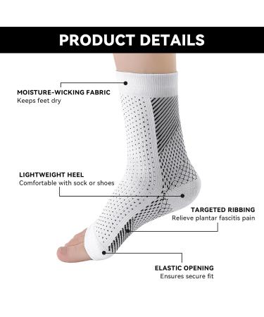 Plantar Fasciitis Compression Socks for Men & Women - 4 Pairs S-M White - Ankle Support for Neuropathy, Sprained Ankle, Sport, Arthritis Pain Relief - Buy Online on GoSupps.com