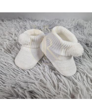 Royal Icon Newborn Baby Booties 0-3 Months | Pom Pom Booties | Soft & Stylish Bootees | Ideal for Indoor & Outdoor Use | RI408 White Blue - Buy Online on GoSupps.com
