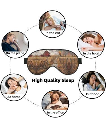 Farm with Deer Print Unisex Sleep Mask | Double-Sided Eye Mask for Sound Sleep & Skin Care - Black - Buy Online on GoSupps.com