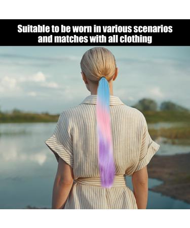 1 Piece Colorful Gradient Ponytail with 1 Piece Anti-Static Steel Comb Colorful Hair Extensions Ponytail Headband Braided Wig Fashionable Women's Wig for Girls Women. - Buy Online on GoSupps.com