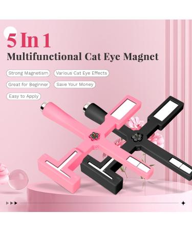 Nail Magnet Tool Set - 5 in 1 Multi-Function with Silicone Case | Magnetic Cat Eye Nail Polish Wand - Pink - Buy Online on GoSupps.com