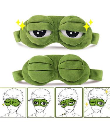 Cute Frog 3D Cartoon Unisex Sleep Eye Mask | Soft Blindfold for Sleeping, Travel, Office | Relaxation Mask in D-Green (9.45 x 3.35 inches) - Buy Online on GoSupps.com