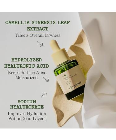 Viegano Vegan Hydrating Serum - Green Tea & Hyaluronic Acid for Dry & Sensitive Skin | 100% Vegan | Plumper & Firmer Skin | 35 mL - Buy Online on GoSupps.com
