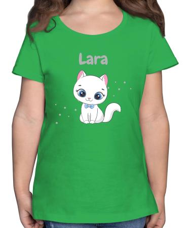 Gift with name personalized by Shirtracer - T-Shirt Girls - Cute Cat Cats Cat Motif Cat Cats 10 Green 104
