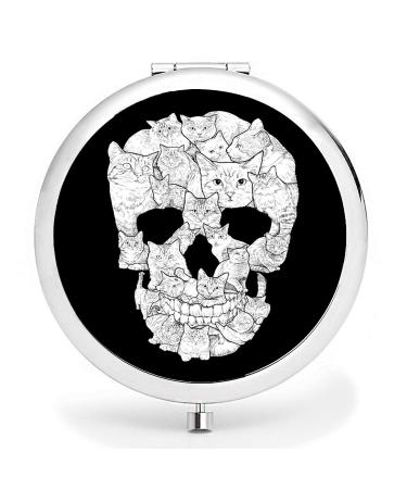 BYBART Metal Compact Mirror  2-sided with 2X and 1X Magnifying Handheld Makeup Mirror - Perfect for Purse Pocket Travel - Cat Skull 7