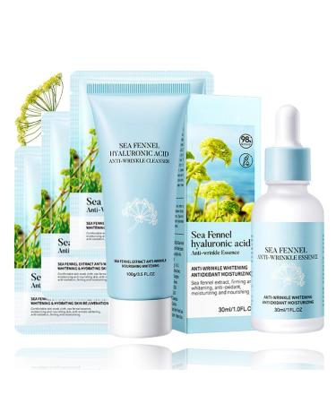 Hyaluronic Acid Skincare Set 5-In-1 Gift Set With Facial Cleanser Face Serum & Mask Anti-Aging Kit And Crithmum Maritimum For Firm Skin Fade Wrinkles