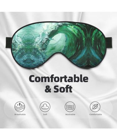 SSIMOO Ocean Green Wave Surf Print Eye Mask | Ultra-Soft Light-Blocking for Comfort & Restful Sleep - International Shipping - Buy Online on GoSupps.com