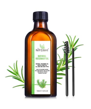 Rosemary Oil for Hair Growth & Skin Care  (3.5 Oz) 100% Pure Rosemary Essential Oil for Eyebrow and Eyelash  Nourishes The Scalp  for Aromatherapy & Diffuser  Hair Loss Treatment Oil for Women & Men