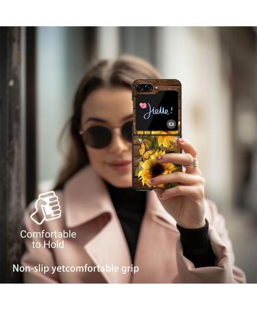 Qindaiwen Designed for Samsung Galaxy Z Flip5 2023 Hard PC Phone Case | Shockproof & Drop-Resistant | Fashionable Patterns for Enhanced Protection Sunflower Butterfly Sunflower Butterfly Samsung Galaxy Z Flip 5 - Buy Online on GoSupps.com