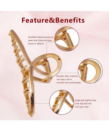 Pack of 5 Large Gold Hair Clips - 8 cm Non-Slip Styling Accessories for Thick Hair | Perfect for Women & Girls - Buy Online on GoSupps.com