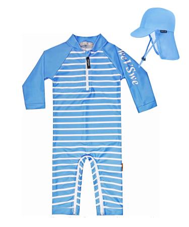 weVSwe Baby Toddler Boy Swimsuit UPF 50+ Sun Protection Rash Guard Swimwear with Crotch Zipper 0-3 Years 12-18 Months Blue