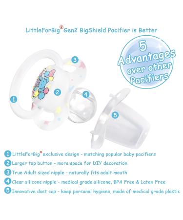 Shop LittleForBig Large Shield Pacifier Generation II - Adult Size Printed Set in Little Circus Pattern | International Shipping Available - Buy Online on GoSupps.com