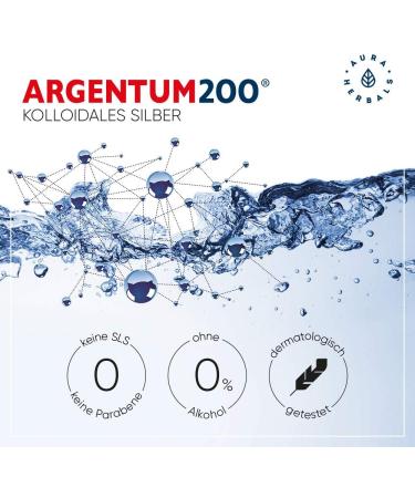 AURA HERBALS Colloidal silver 100 ppm 500 ml Argentum200 high concentration non ionic safe and effective 100 - Buy Online on GoSupps.com