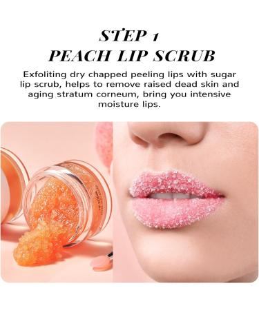 ANAiRUi Lip Mask & Scrub Set - Peach Collagen Lip Care Kit for Dry, Cracked Lips - Overnight Treatment for Lip Lines - Moisturizer & Exfoliator Sugar Scrub - Buy Online on GoSupps.com