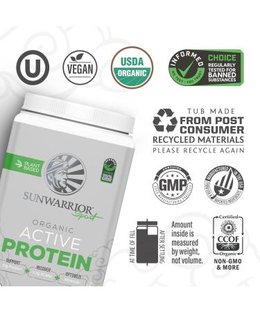 Organic Vegan Protein Powder - 30g Plant-Based Protein Sugar-Free Gluten-Free Non-GMO | Unflavored BCAAs - 20 Servings | Premium Active Sport Formula - Buy Online on GoSupps.com