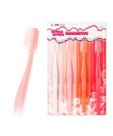 SANGSI Embossed Bristle Toothbrush Soft Toothbrushes for Adults - Sensitive Teeth and Gums Care - Perfect Travel Essentials Bubble Bubble Romantic Pack of 4