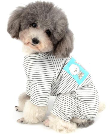 Ranphy Cotton Striped Pajamas for Small Dogs - Cute 4-Legged Hoodie Jumpsuit Pet Coat & Overall - Perfect for Puppies - Size L (Back: 30cm Breast: 42cm) - Black - Buy Online on GoSupps.com